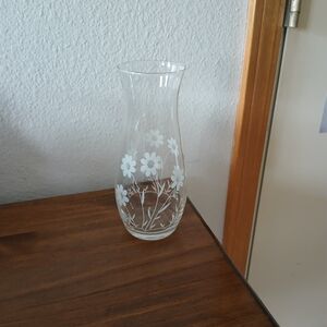 Crystal Etched Vase, Pasabache Glass, Etched Floral, Made In Turkey, Giftware